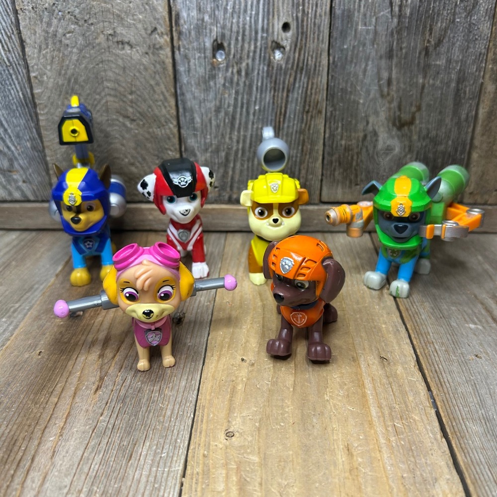 Paw Patrol Action Figure Lot of 6 Chase Marshall Skye Zuma Rocky Rubble Toys